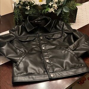 Zara Men’s Black Faux Leather-Style Jacket size Small